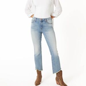 Level 99 Anthropologie Adrian Kick Flare Straight Ankle Jeans Frayed Size 27